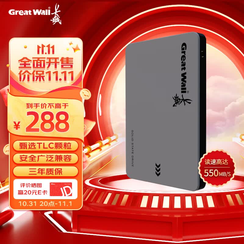 长城（Great Wall) 1TB SSD固态硬盘 SATA3.0接口 读速550MB/S台式机/笔记本通用 GW560系列 属于什么档次？