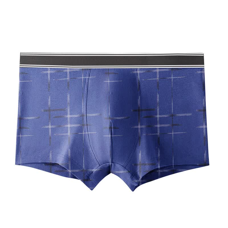 均欣男士内裤棉质感条纹格子四角内裤石墨烯内裆涤纶内裤男 2311 l