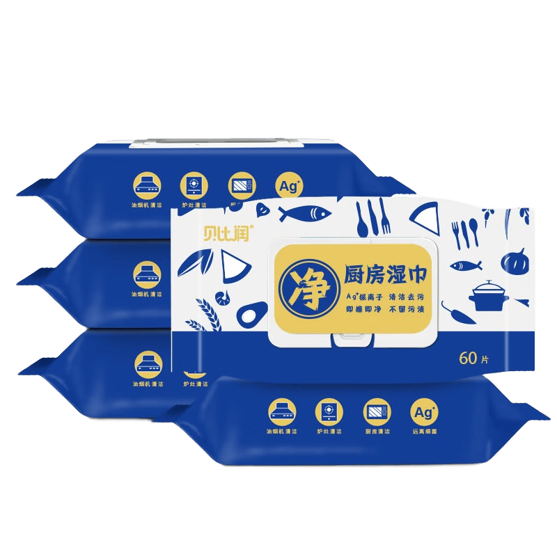 beibirun贝比润厨房清洁湿巾大包60抽5包