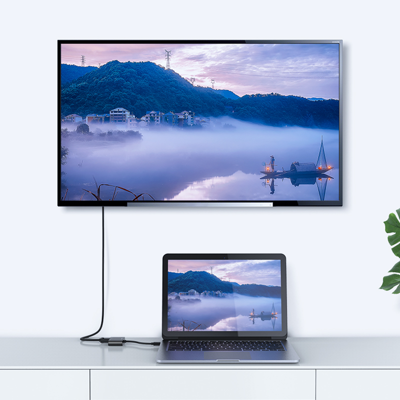 毕亚兹 Type-C扩展坞 USB-C转VGA转换器投屏转接头 华为P30Mate30苹果Mac笔记本连接电视投影仪 ZH55-黑