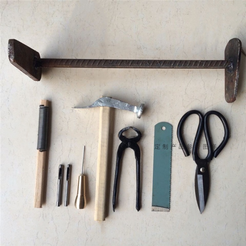 补鞋工具修鞋机铁脚鞋拐榔头 锉刀 剪刀 胡桃钳 打孔器 铜柄 皮刀 铁