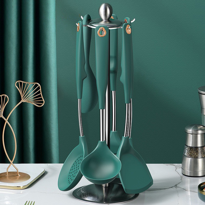 古达 厨房硅胶锅铲套装不粘锅铲子防滑卡位设计硅胶铲不锈钢手柄硅胶