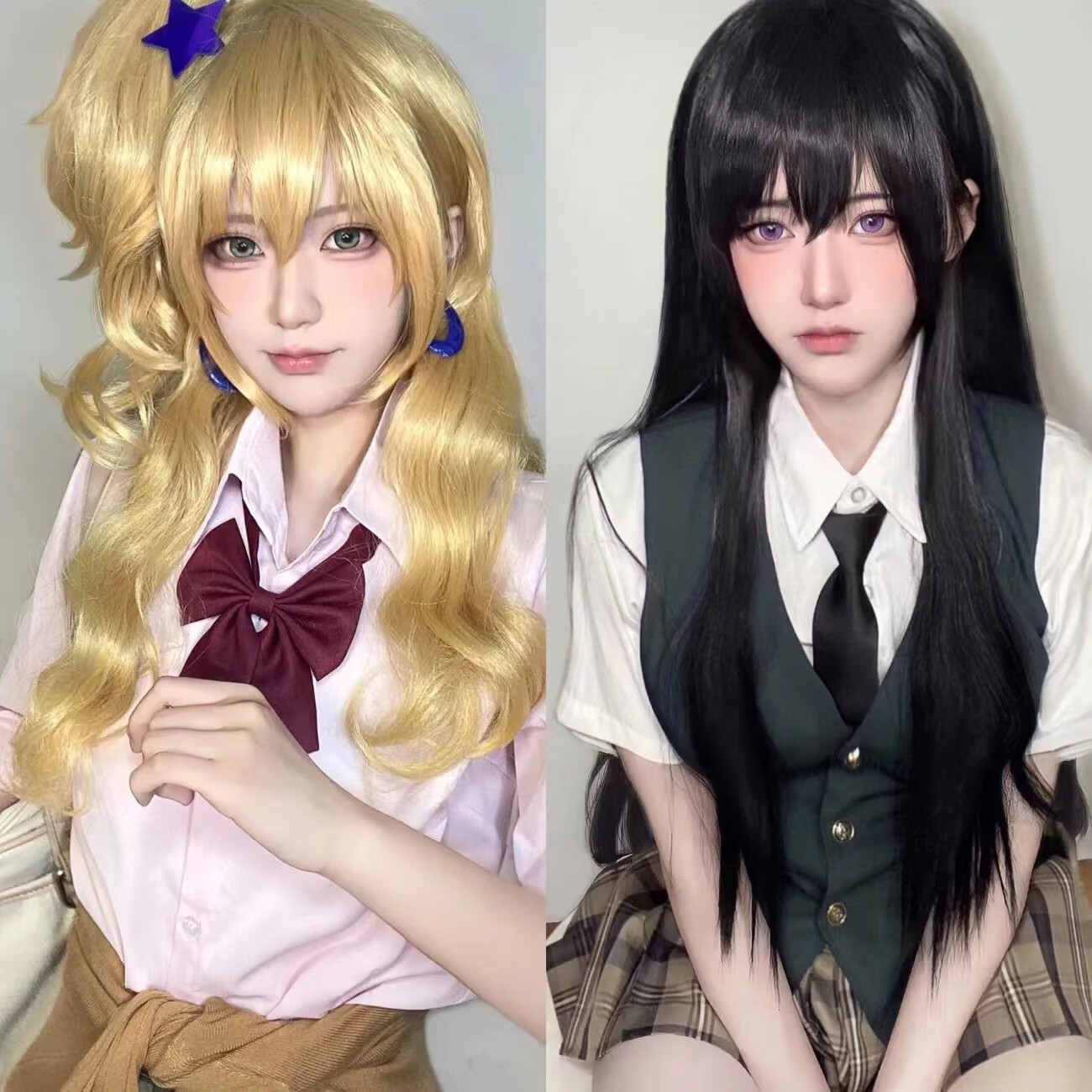 斯贝丝漫画假发套男生女生非主流动漫蓝原柚子蓝原芽衣cos二次元假