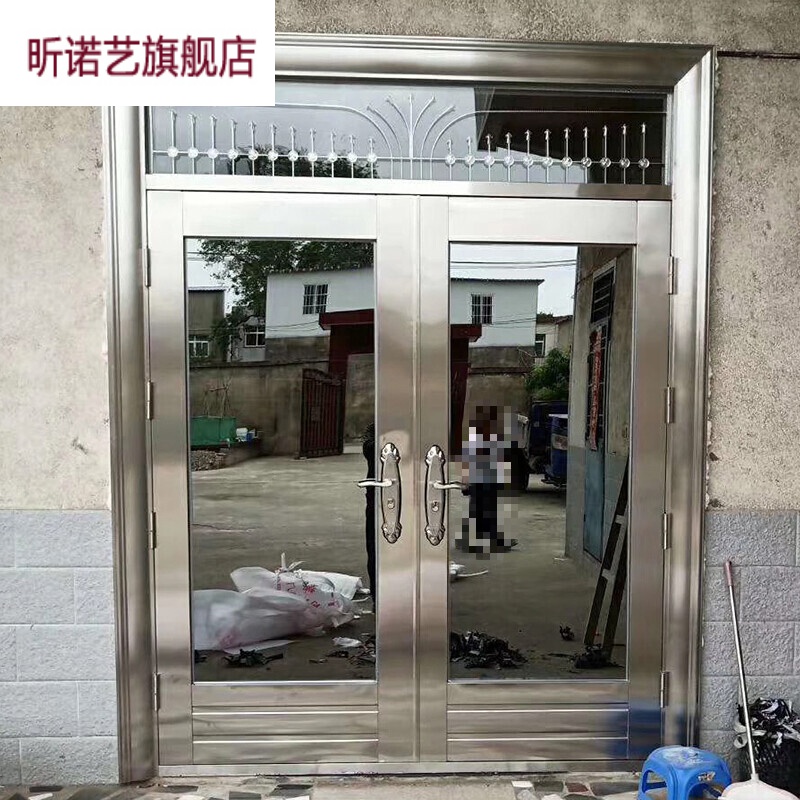 304不锈钢门双开门 不锈钢防盗门家用玻璃门定做别墅农村进户大门 对