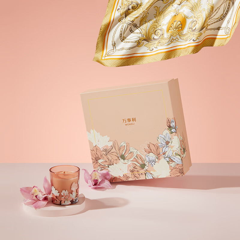 万事利wensli真丝丝巾桑蚕丝方巾香氛套装礼盒送礼送女士 沁雅兰馨