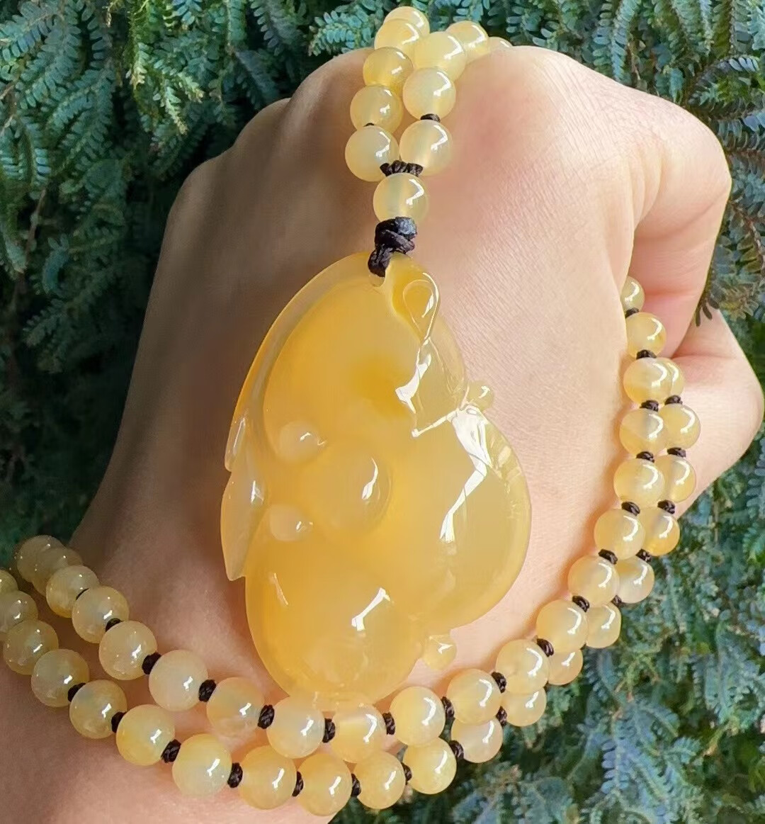 宝钰(k&k)云南黄龙玉高冰种鸡油黄老料如意吊坠挂件证书新款