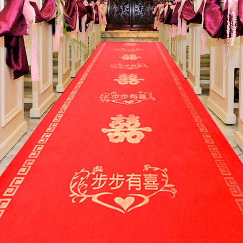 佳茉 喜庆红地毯 迎宾开业展览会婚庆用品装饰 加厚红色无纺布一次性地垫 10米