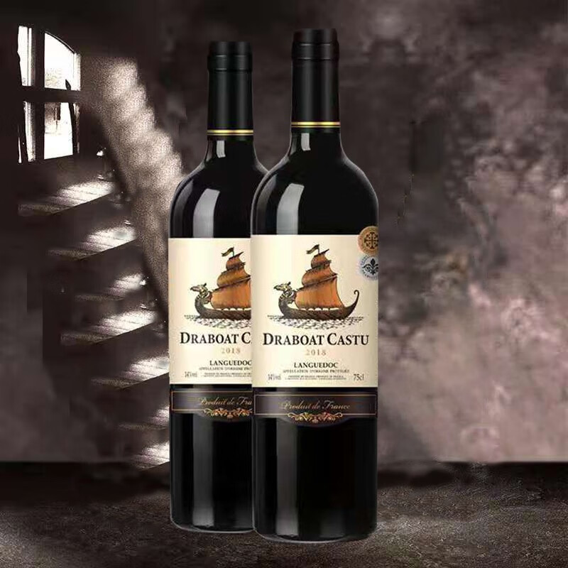 龙船卡斯图法国进口红酒路易斯酒庄原酒进口750ml14度aop级干型葡萄酒