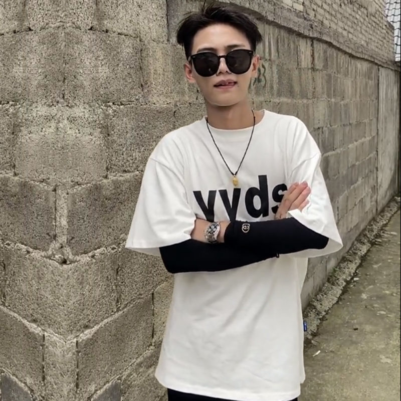 社会小伙短袖t恤男士短袖精神社会小伙快手花百万同款yyds短袖t恤男