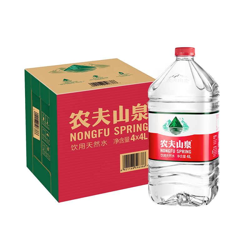 农夫山泉 饮用水 饮用天然水4L*4桶 整箱装 桶装水