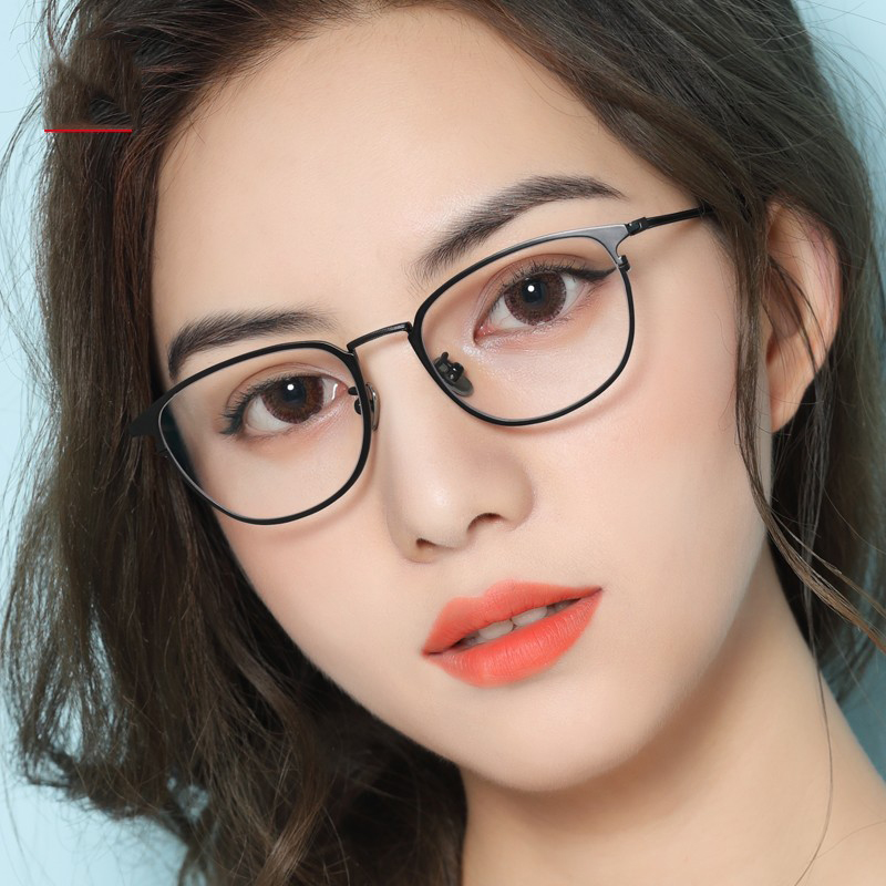 kede可得眼镜 防蓝光近视眼镜男女款个性复古眼镜架可配度数 哑黑