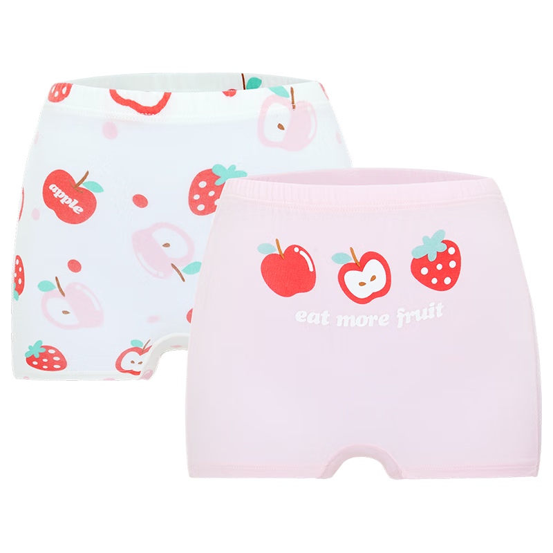愛(ài)慕兒童(AIMER KIDS)內(nèi)褲女童莫代爾中腰平角內(nèi)褲2條裝女孩短褲AK123D451蘋(píng)果100