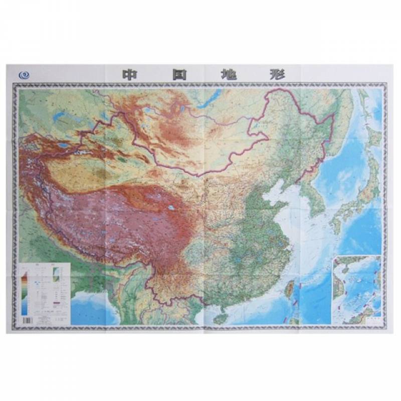 1米x0.8米高清贴图单张折叠直观的展示中国地貌地学生地