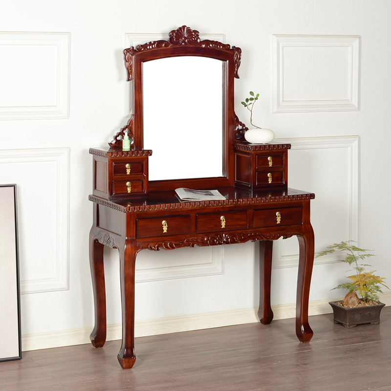 瑞呈堂 古典梳妆台 实木梳妆镜凳明清中是榆木梳妆卧室家用化妆镜储物