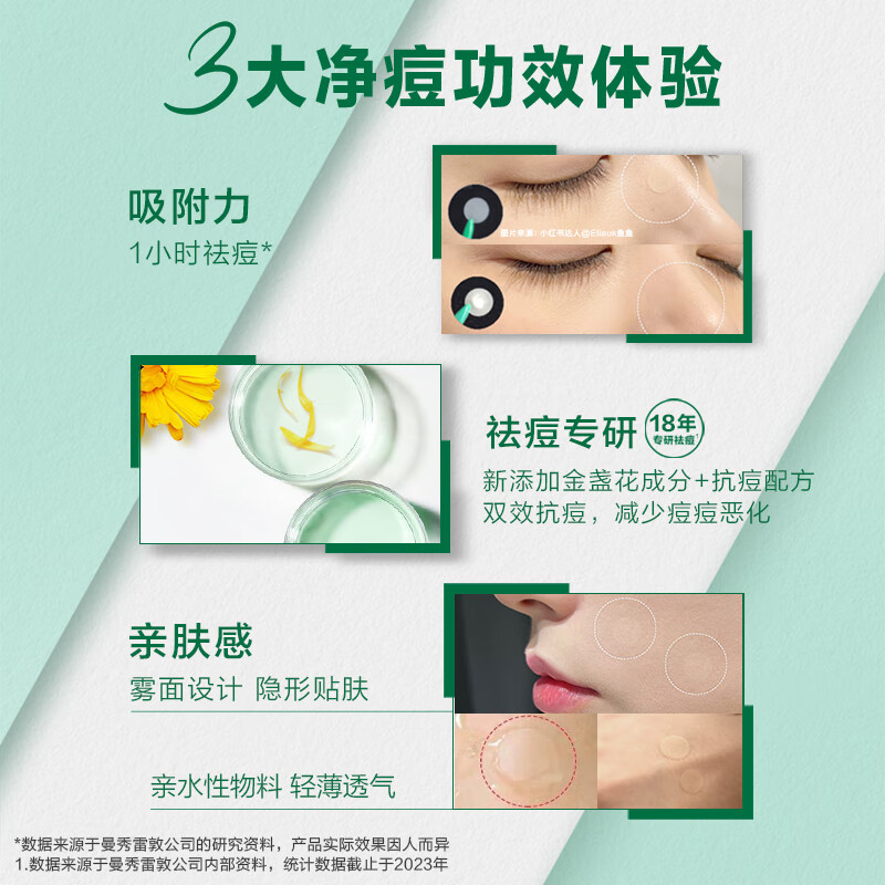 曼秀雷敦(Mentholatum)乐肤洁隐形痘贴 痘痘贴轻薄遮瑕可上妆吸脓抗痘 日夜可用52片