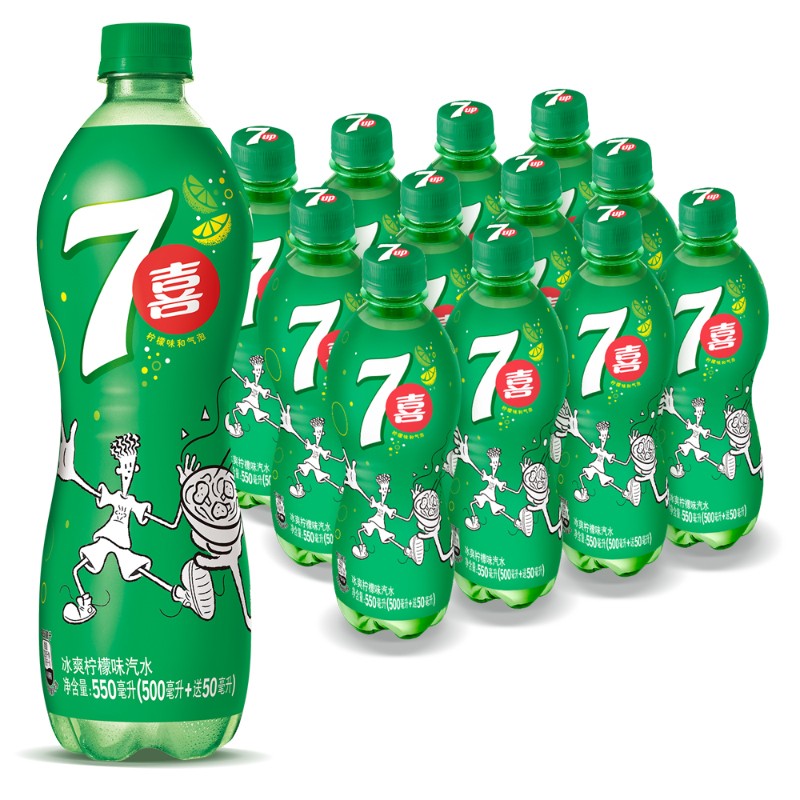 7喜 七喜 7up 柠檬味 果味汽水 碳酸饮料 550ml*12瓶 百事出品 新老