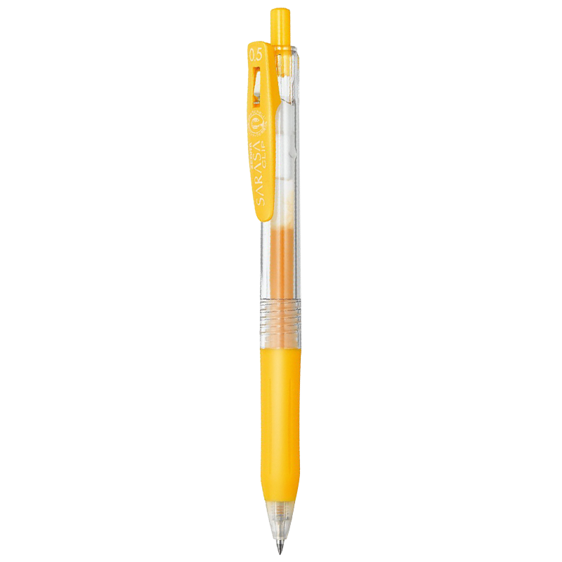 斑马牌（ZEBRA）JJ15 按动中性笔 签字笔 0.5mm子弹头�ㄠ�笔水笔 学生彩色手账笔 黄色    1元