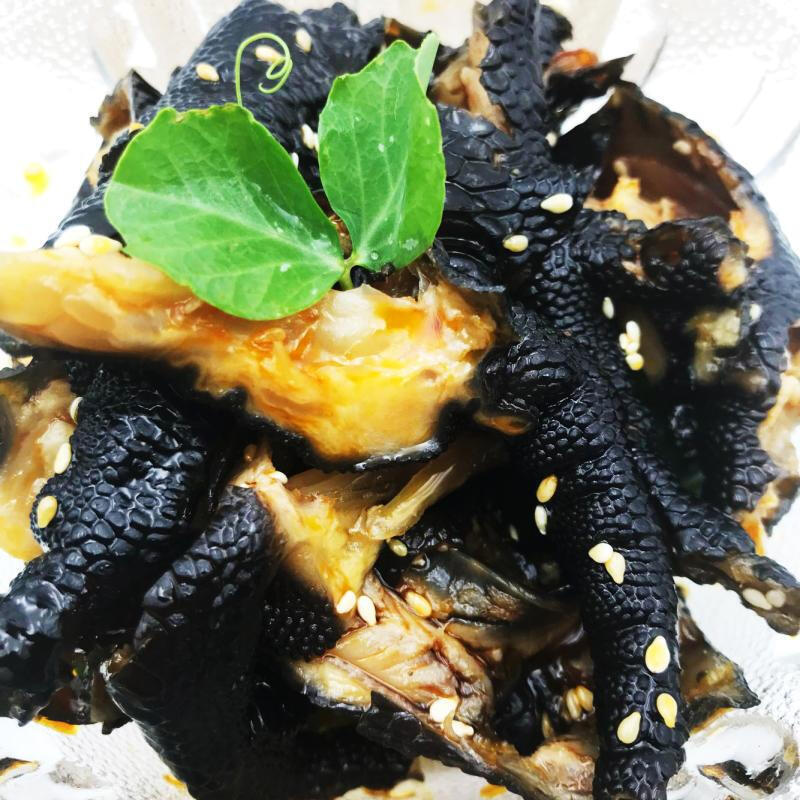 虎钢馋春之源麻辣乌鸡爪香辣去骨土鸡脚盐帮菜红油无骨黑凤爪小吃凉拌