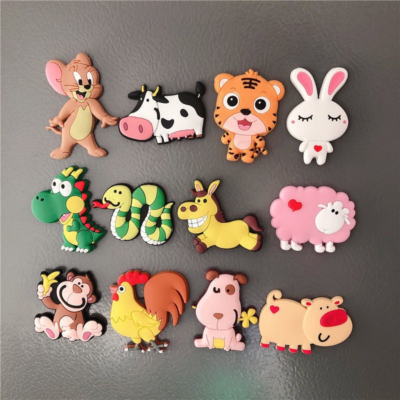 创意可爱卡通彩虹软胶早教贴磁铁贴儿童软贴磁套装 十二生肖组合12枚