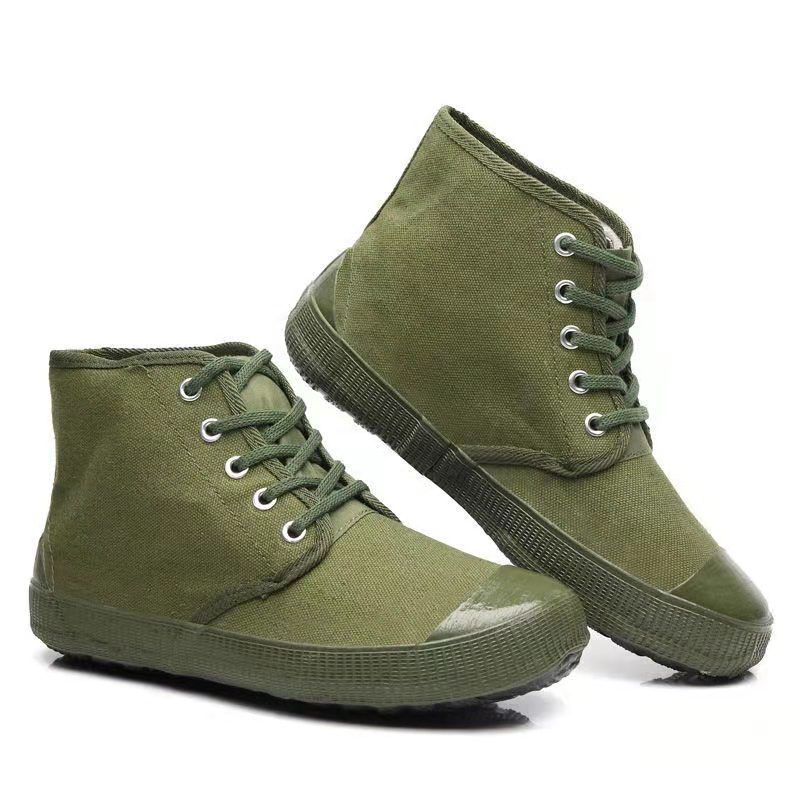 巧樱黑色鞋子解放鞋男高帮农田鞋工地耐磨防滑劳保鞋女军训鞋帆布透气