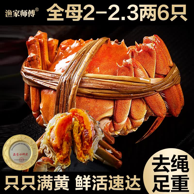 【活蟹】漁家师傅大闸蟹全母2-2.3两6只去绳足重鲜活螃蟹现货生鲜水产实物礼盒属于什么档次？