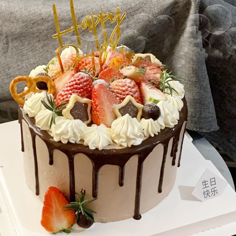 芙瑞多 网红生日蛋糕草莓蓝莓水果创意定制全国同城配送 莓你不行 6寸
