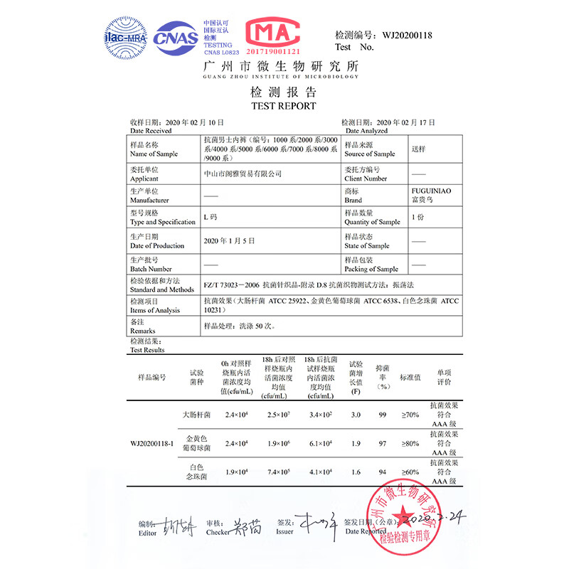富贵鸟男式内裤男透气舒适四角裤男生抑菌内档裤头男式平角裤潮流抗菌款 【抗菌抑菌四条装】F4401 L码 (建议80-100斤)