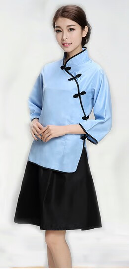 学生装五四青年装民国风中山装表演复古装毕业班装 女款天蓝色短裙