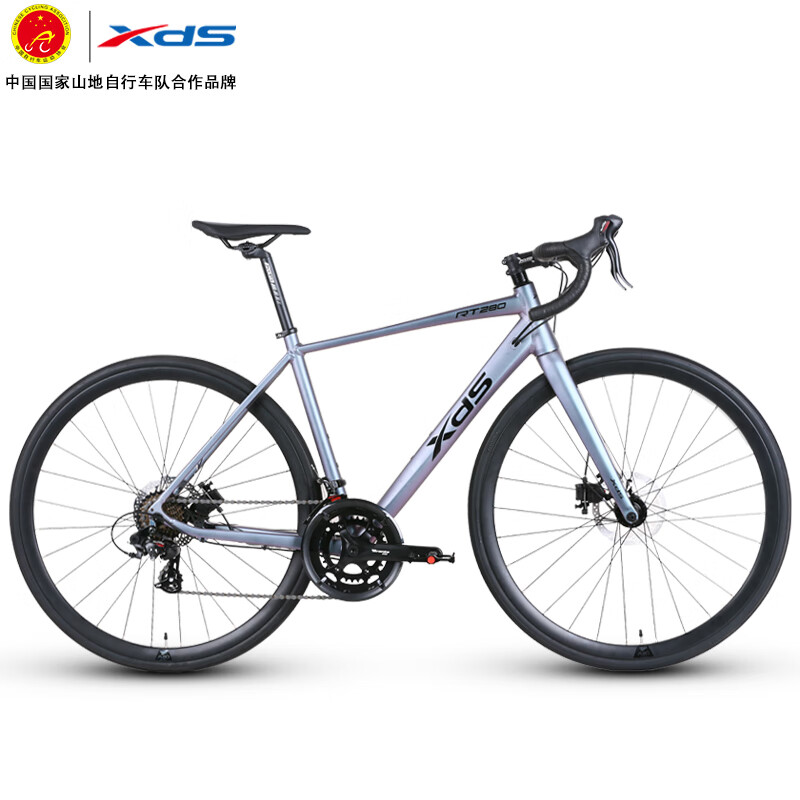 喜德盛（xds）公路自行车RT280超轻铝合金车架禧玛诺变速14速线拉油压碟刹 幻彩紫/灰 700C*480（建议身高165-175cm）