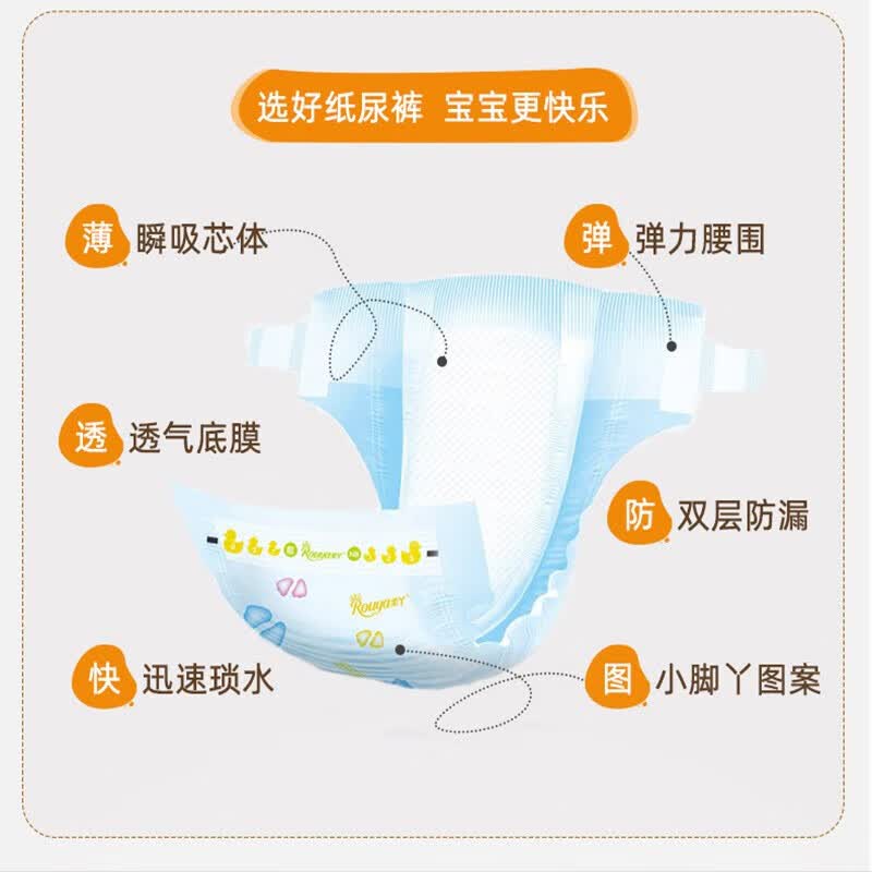 柔丫（ROUYA）1小倾芯干爽纸尿裤夏季宝宝成长裤婴儿尿不湿超薄防漏瞬吸透气 纸尿裤S码62片（4-8kg）