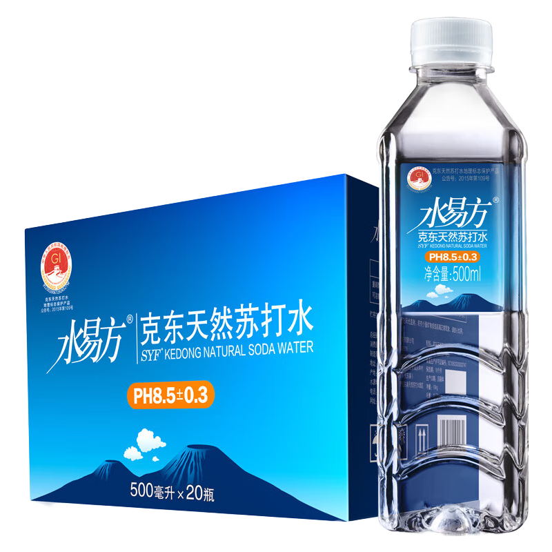 水易方（SYF） 水易方天然苏打水500ml*20瓶 无汽弱碱性饮用水苏打水 整箱