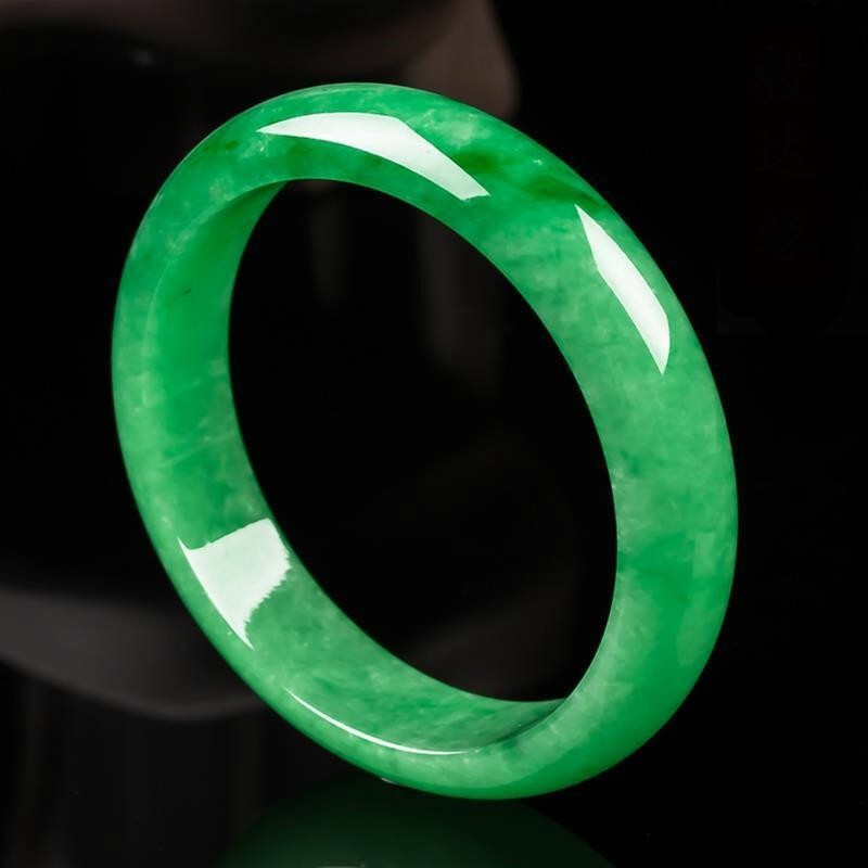 菩萃阁 翠绿缅甸翡翠 石英石 冰糯种玉手镯老坑阳绿 帝王绿手镯女满