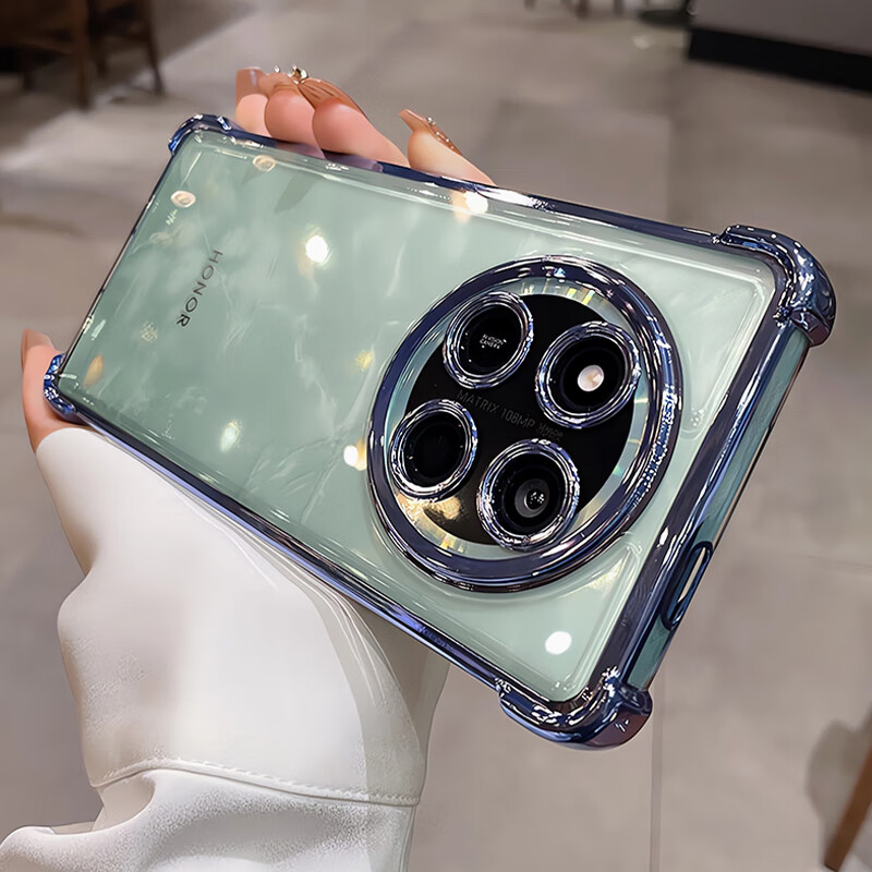 虎克船长超防摔适用honor荣耀x60手机壳x60pro透明高级感荣耀x50镜头全包专用x40硅胶男士气囊女款外壳软套 【蓝色套绿色机】气囊防摔-高透不黄 荣耀X60