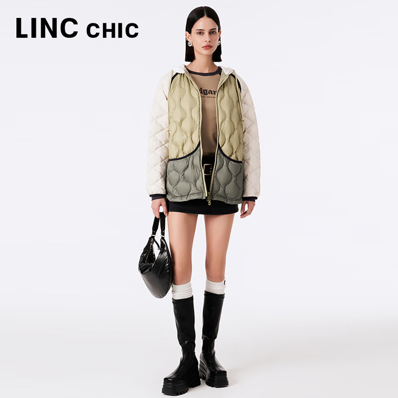 金羽杰秋季新款轻薄羽绒服女短款连帽直筒休闲反季羽绒衫女士Y23802179 秋叶绿 XS 适合120斤以下
