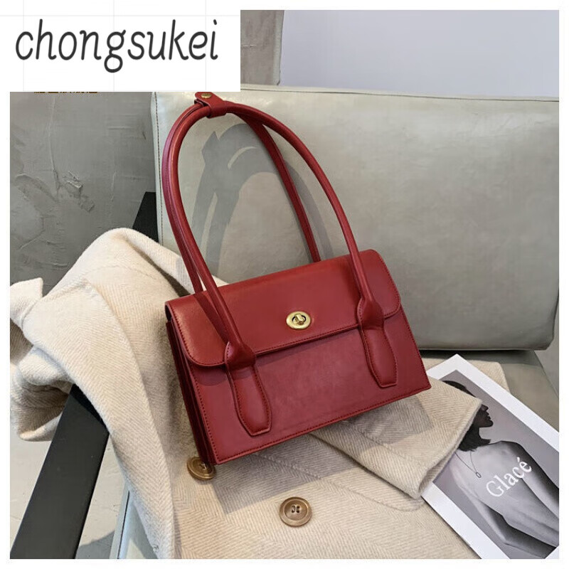 bmoi婚包 新娘包结婚包包感单肩手提百搭时尚腋下包的 红色