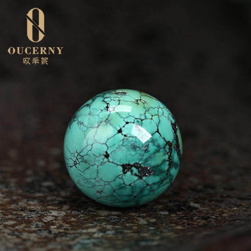 欧采妮绿松石单珠湖北秦古原矿无优化高瓷高蓝吊坠象神配件男女款文玩 A3036 单颗