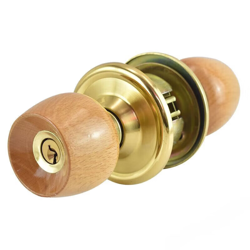 clcey球形锁老款老式门锁卧室通用型榉木球头锁木色圆形门锁转锁旋转