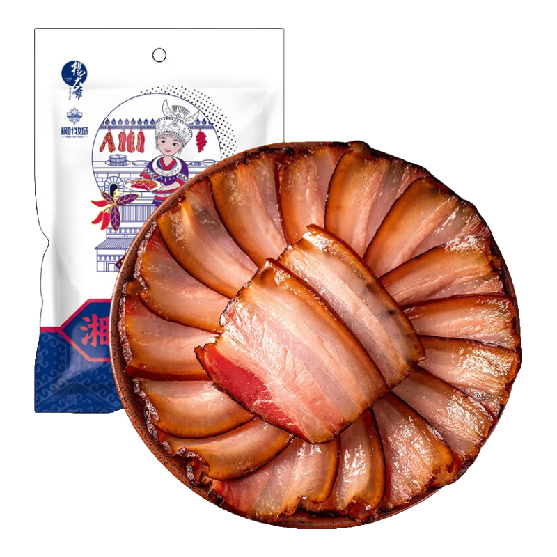 楊大爺 煙熏臘味農家湖南特產(chǎn)臘肉咸肉 湘西老臘肉1斤裝500g