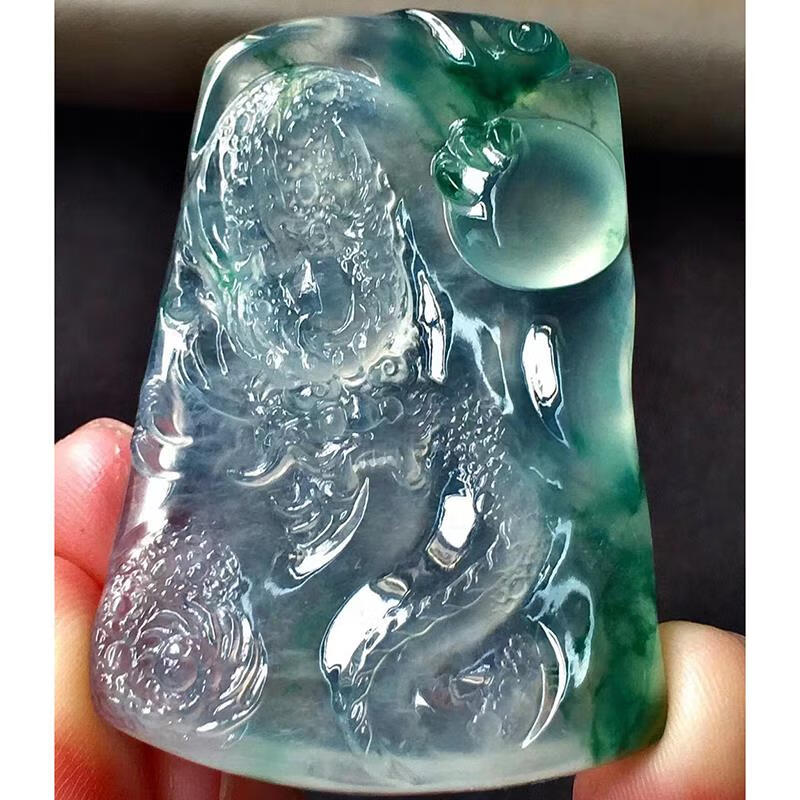 mppmck翡翠龙牌吊坠男冰种飘花缅甸玉坠玉石挂件女款玉佩项链珠宝收藏