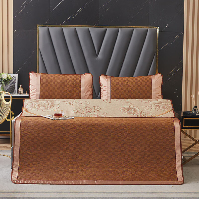 厂家批发经典藤席三件套床上用品家用双面空调凉席双人宿舍席子 双面