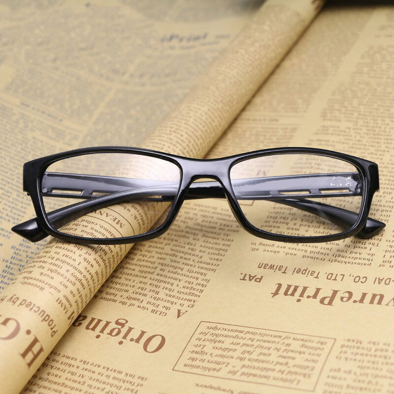男女防蓝光三孔高清老花眼镜时尚轻便中老年老光老人眼睛 黑色 100度