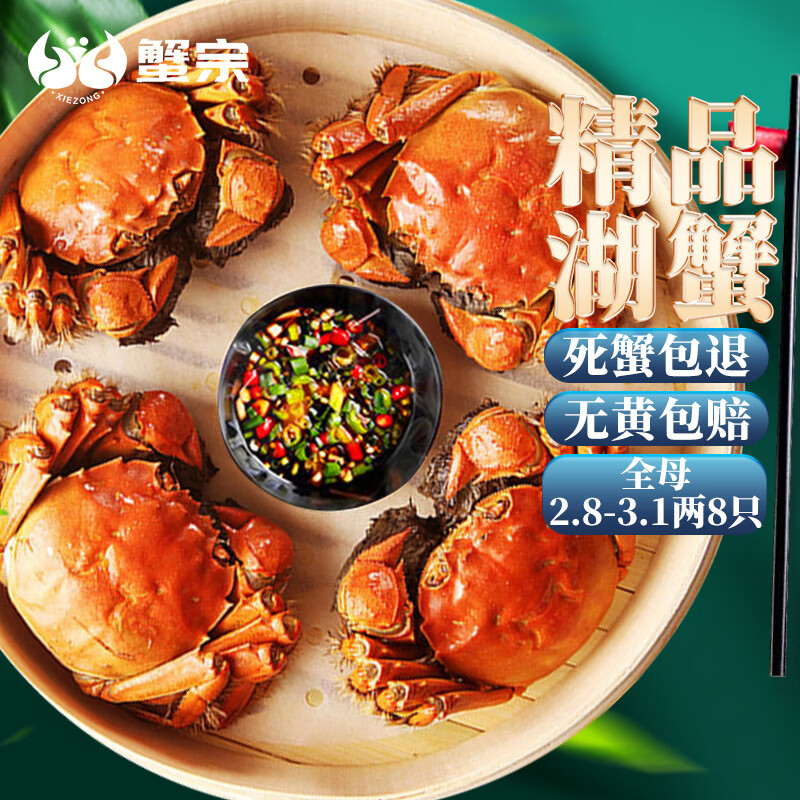 【活蟹】蟹宗 大闸蟹鲜活螃蟹现货 全母2.8-3.1两 8只装 生鲜活蟹中秋礼品礼盒湖蟹水产使用感如何?