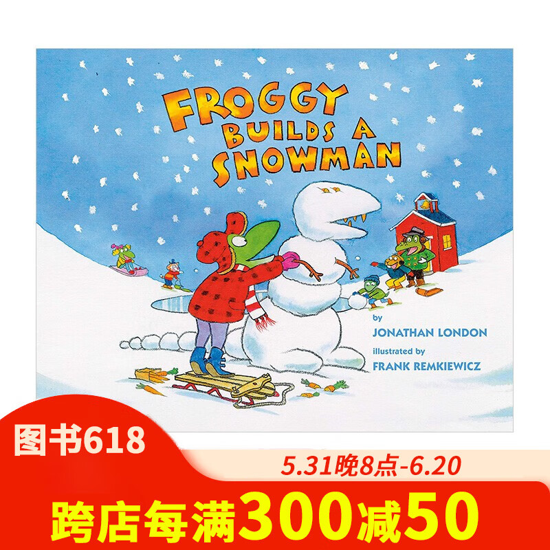 【预售】froggy builds a snowman呱吉小青蛙堆雪人 英文原版儿童绘本