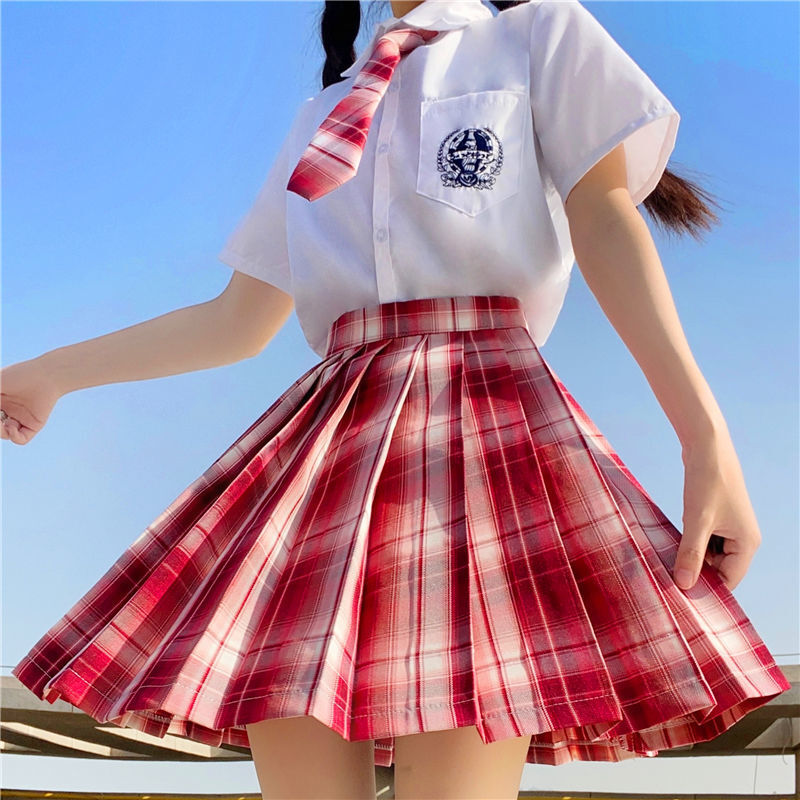 yuda原创jk制服裙正统套装全套学院风百褶裙女夏学生校服温柔一刀格裙