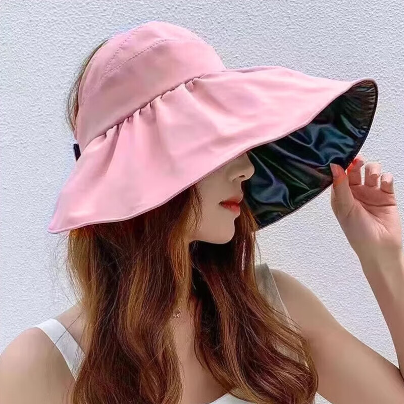 宝娜斯（BONAS）遮阳帽可爱卡通青蛙帽子女夏季韩版渔夫帽学生防晒遮阳帽盆帽潮 黑胶粉色 均码