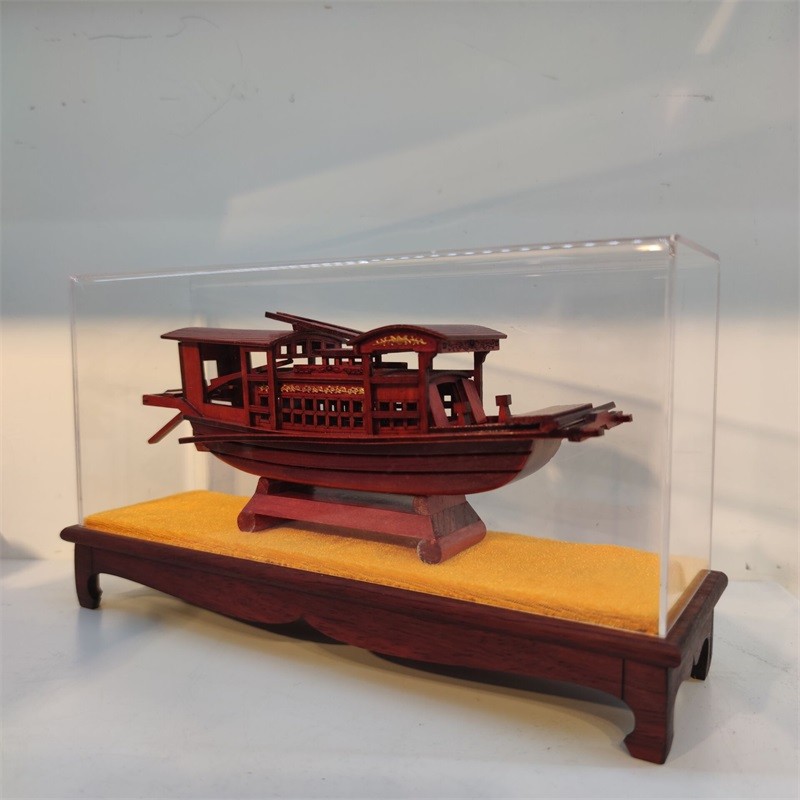 唐赋 南湖红船模型摆件特色手工艺礼品摆件党员纪念品 成品模型14cm+防尘罩