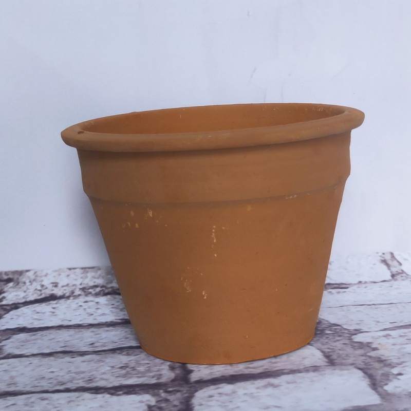 君吻瓦盆老式泥瓦盆透气耐用 小花盆 口径19厘米- 红陶 口径19 高13