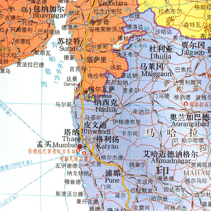 印度地图84x60cm防水折叠版 星球分国系列