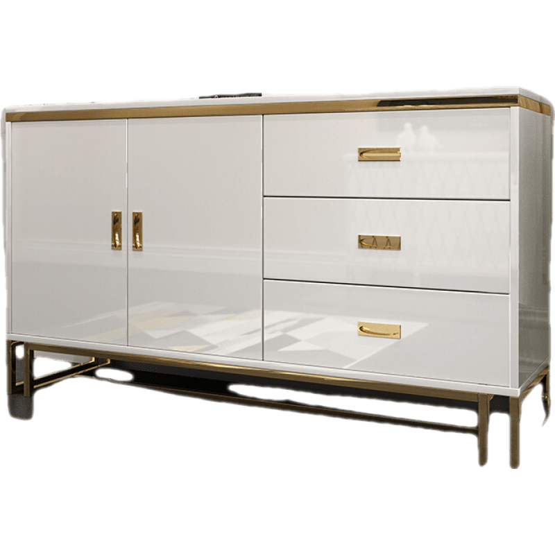 兰尼森 餐边柜 后现代不锈钢烤漆餐边柜碗柜茶水柜 简约铝合金餐厅多功能柜子 不锈钢餐边柜 双门