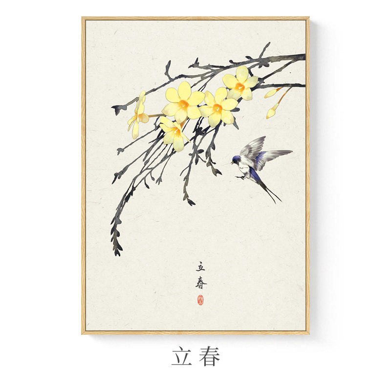 装饰画24节气中国古风挂画现代餐厅新中式墙面二十四客厅墙画 a-立春